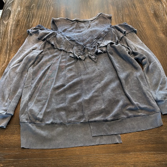 🟣 VINTAGE HAVANA OPEN SHOULDER BLUE SWEATSHIRT SIZE MEDIUM - Picture 4 of 4